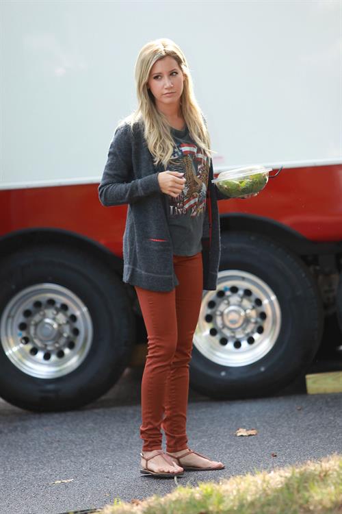 Ashley Tisdale on a lunch break while shooting Scary Movie 5 10/2/12