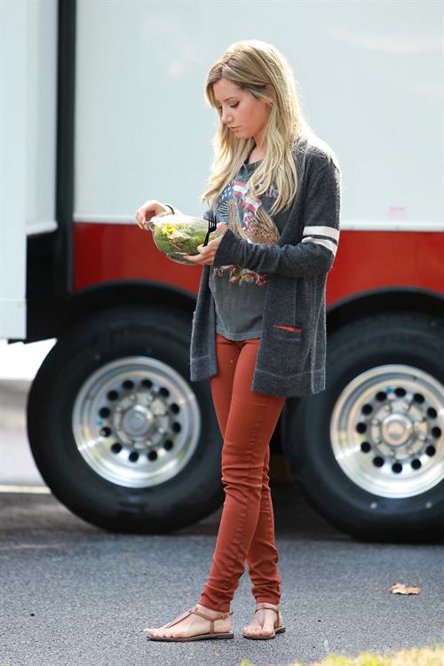 Ashley Tisdale on a lunch break while shooting Scary Movie 5 10/2/12