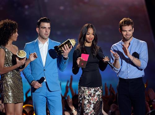 Zoe Saldana attends MTV Movie Awards at Sony Pictures Studios in Culver City - April 14, 2013 
