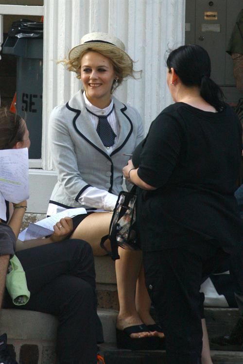 Alicia Silverstone Pictures Alicia Silverstone on Vamps set in Detroit on August 13, 2010
