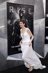 Anne Hathaway attending the Dark Knight Rises premiere in New York on July 15, 2012