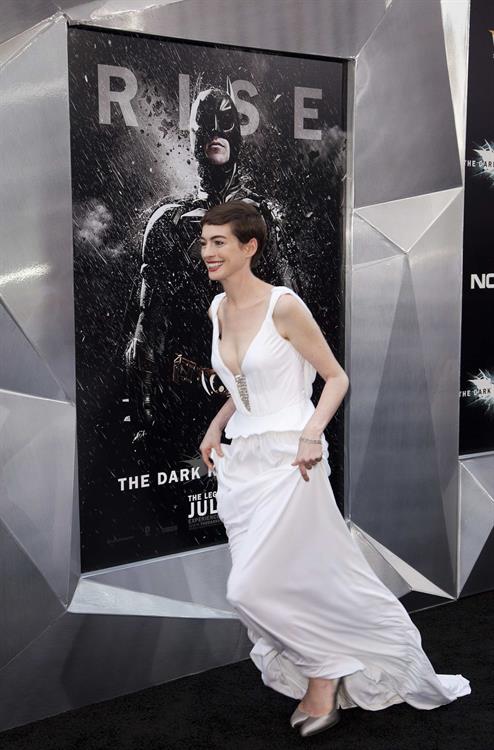 Anne Hathaway attending the Dark Knight Rises premiere in New York on July 15, 2012