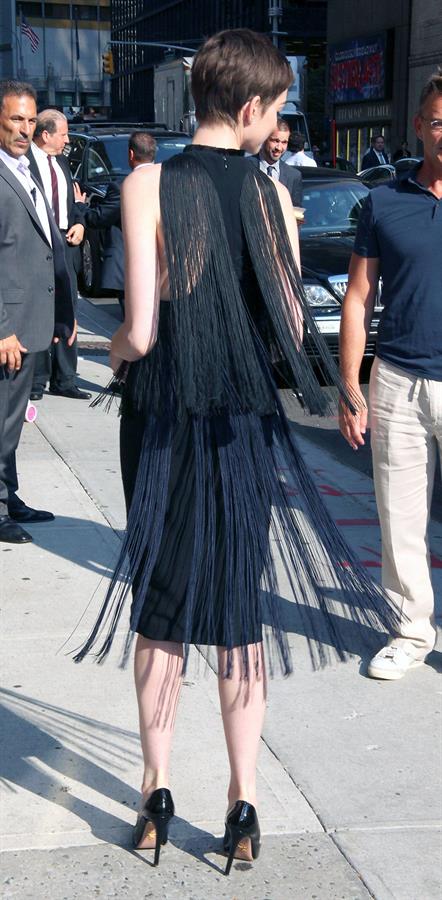 Anne Hathaway at Late Show with David Letterman in New York on July 11, 2012