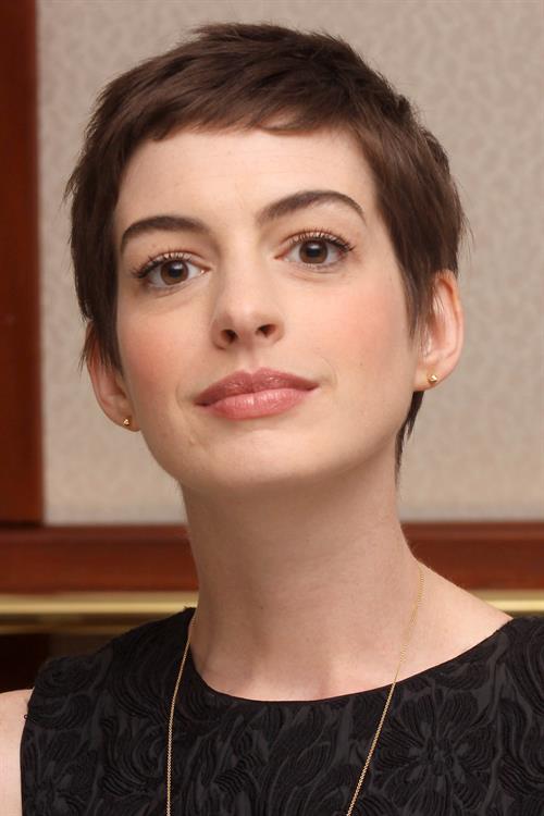 Anne Hathaway the Dark Knight Rises press conference portraits in Beverly Hills on July 8, 2012