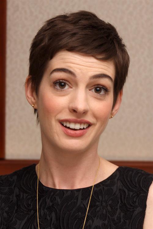 Anne Hathaway the Dark Knight Rises press conference portraits in Beverly Hills on July 8, 2012