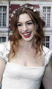 Anne Hathaway White Fairy Tale Love Ball in Paris on July 5, 2011