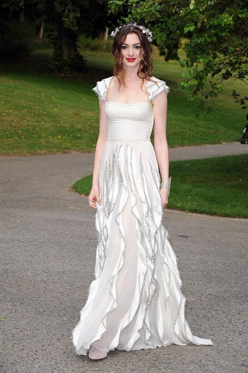 Anne Hathaway White Fairy Tale Love Ball in Paris on July 5, 2011