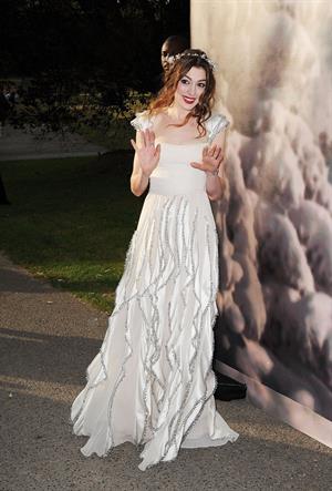 Anne Hathaway White Fairy Tale Love Ball in Paris on July 5, 2011