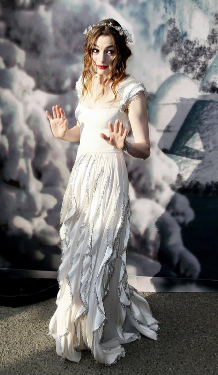 Anne Hathaway White Fairy Tale Love Ball in Paris on July 5, 2011