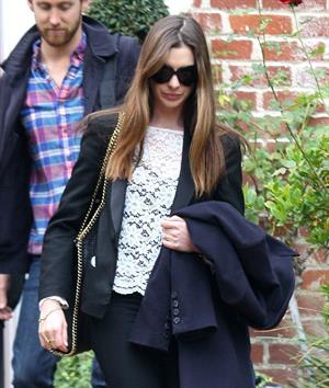 Anne Hathaway leaving a friends house in Beverly Hills on January 20, 2012