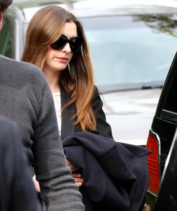 Anne Hathaway leaving a friends house in Beverly Hills on January 20, 2012