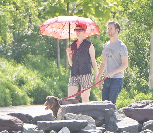 Anne Hathaway out about in New York City on August 2, 2012