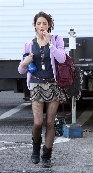 Ashley Greene on the set of Americana in New York City on March 19, 2012