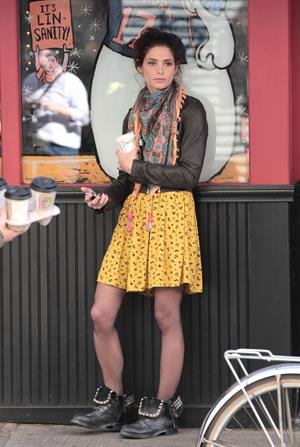 Ashley Greene on the set of Americana in New York City on March 14, 2012
