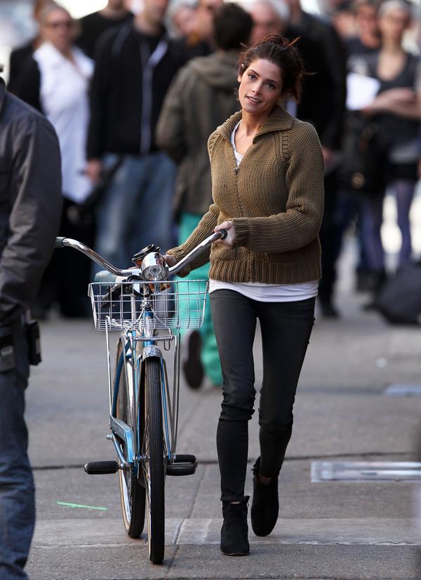 Ashley Greene on the set of Americana in New York City on March 14, 2012