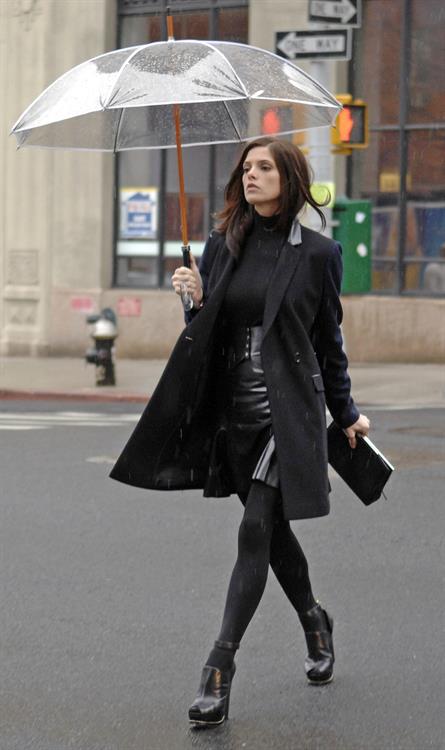 Ashley Greene on set of a photoshoot for DKNY in New York on April 1, 2012