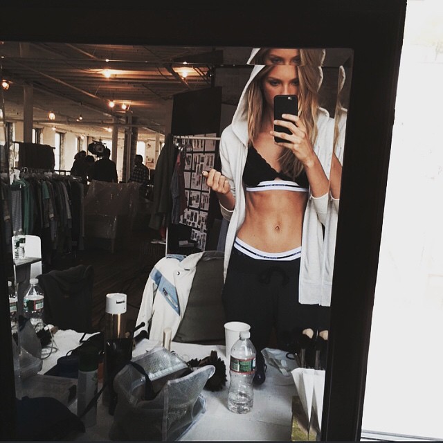 Romee Strijd taking a selfie