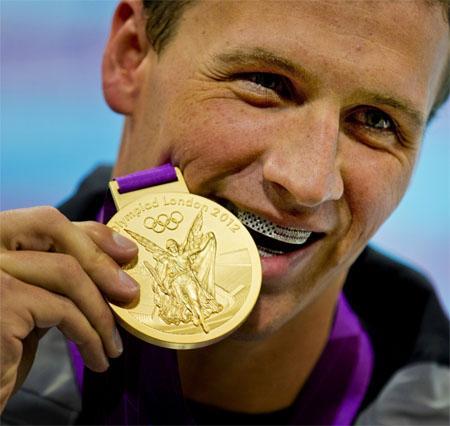American Olympic Swimmer Ryan Lochte and his 2012 London Gold Medal