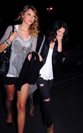 Selena Gomez and Taylor Swift outside a bowling alley in Los Angeles