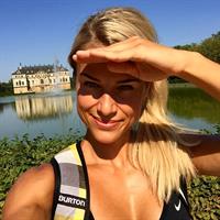 Adrienne Koleszár taking a selfie