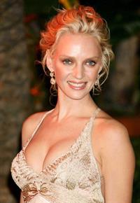 Uma Thurman in a white dress