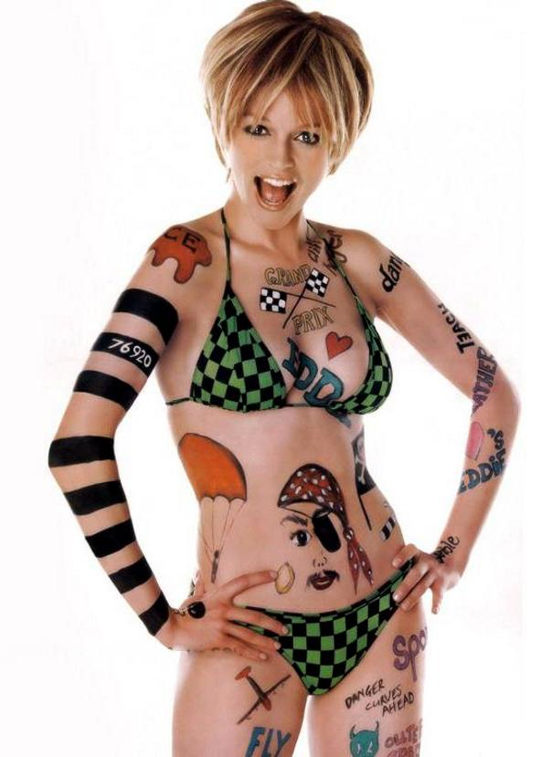 Heather Graham in a bikini in body paint