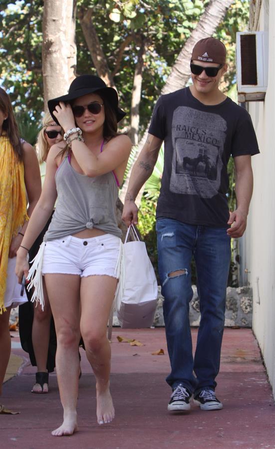 Lucy Hale and Ashley Benson photoshoot at the Bondo Bikini Shack on Miami Beach on March 24, 2012