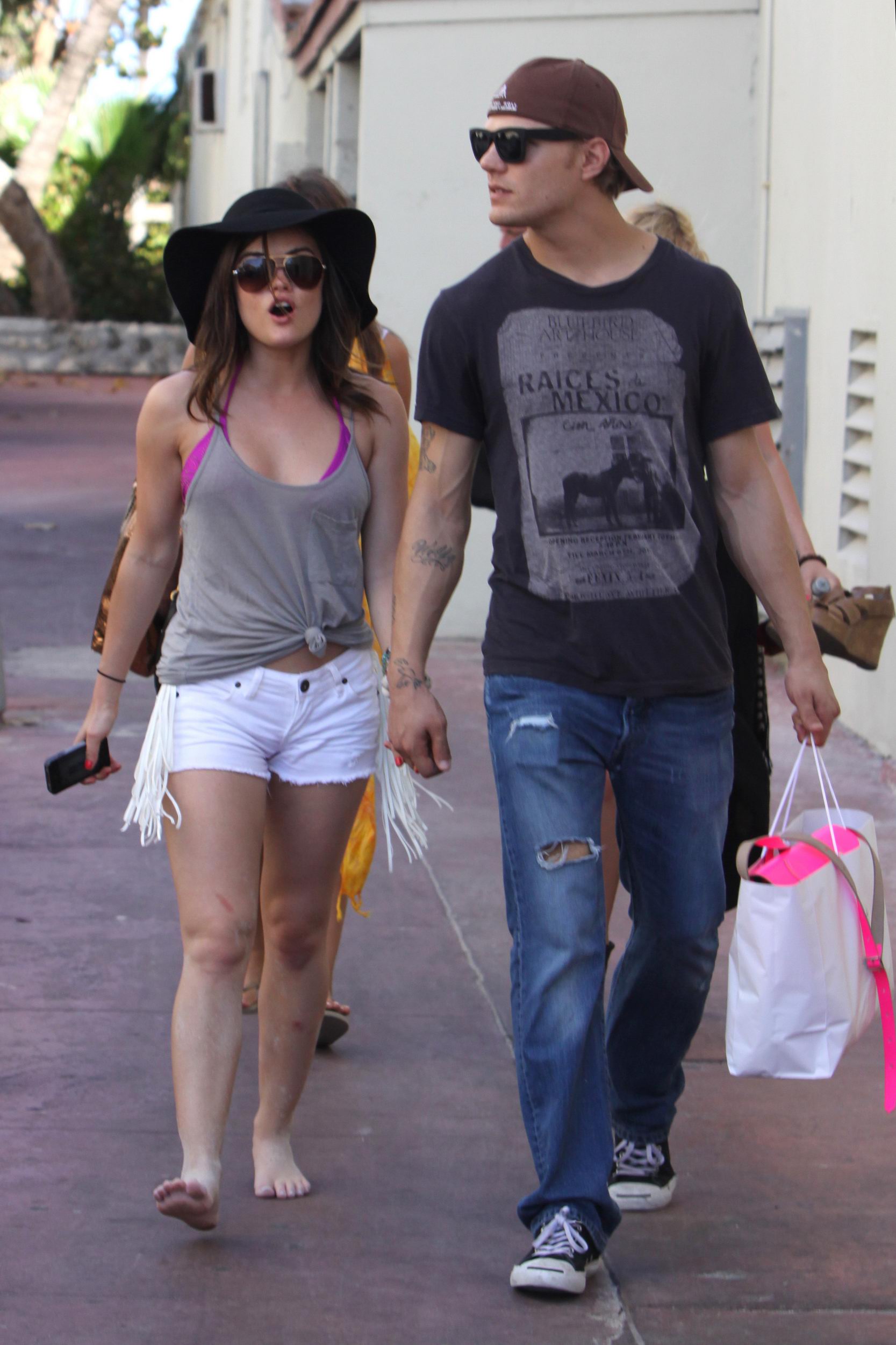 Lucy Hale and Ashley Benson photoshoot at the Bondo Bikini Shack on Miami Beach on March 24, 2012