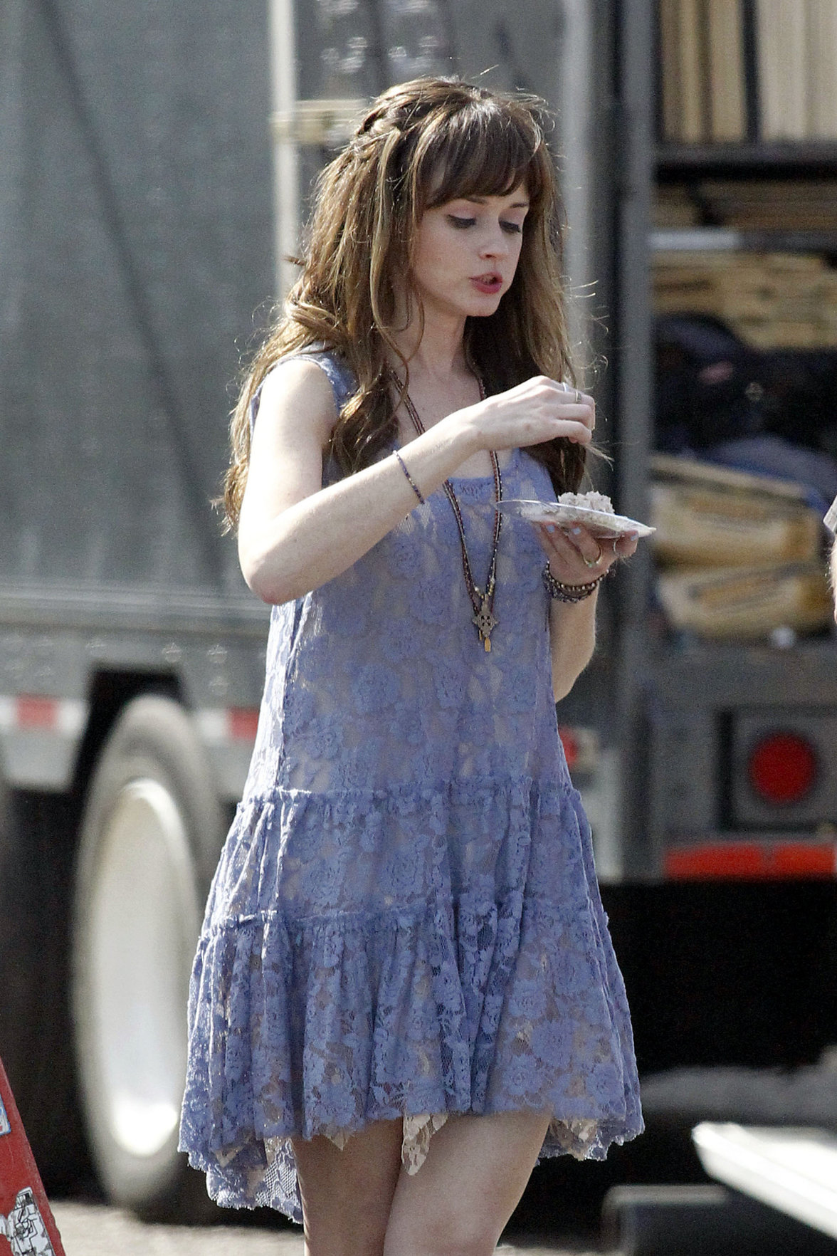 Alexis Bledel on the set of 'Remember Sunday' in New Orleans January 25, 2013