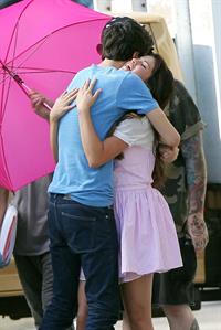 Selena Gomez - Shares an on screen kiss with her co star while filming in Sherman Oaks August 10, 2012