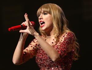 Taylor Swift on stage at the KIIS FM 2012 Jingle Ball concert at Nokia Theatre in Los Angeles - December 1, 2012 