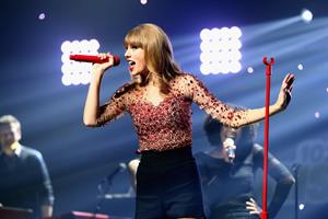 Taylor Swift on stage at the KIIS FM 2012 Jingle Ball concert at Nokia Theatre in Los Angeles - December 1, 2012 