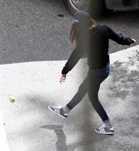 Kristen Stewart playing with a ball on the set of  Sils Maria  in Switzerland September 20, 2013  