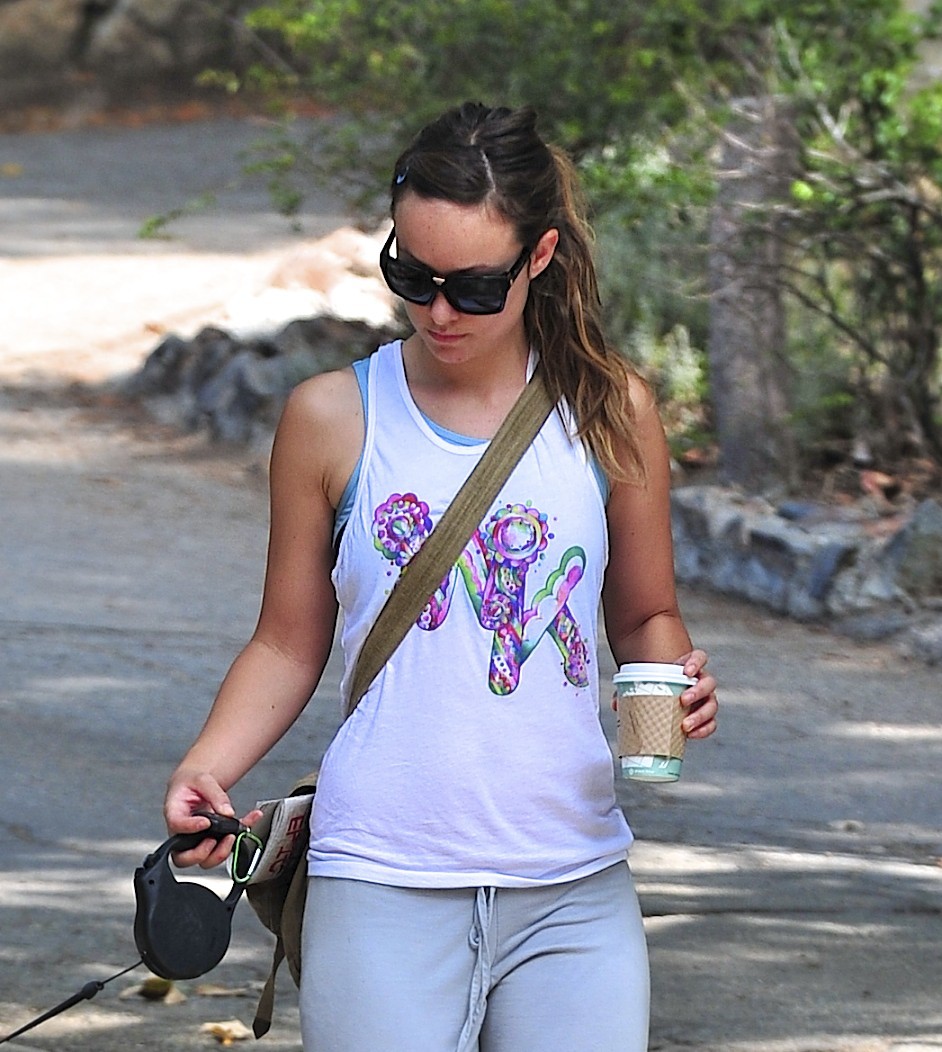 Olivia Wilde walking her dog in the Hollywood Hills on June 24, 2011