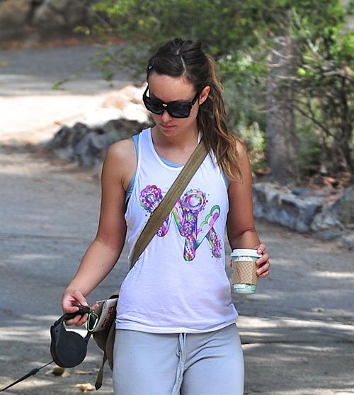 Olivia Wilde walking her dog in the Hollywood Hills on June 24, 2011