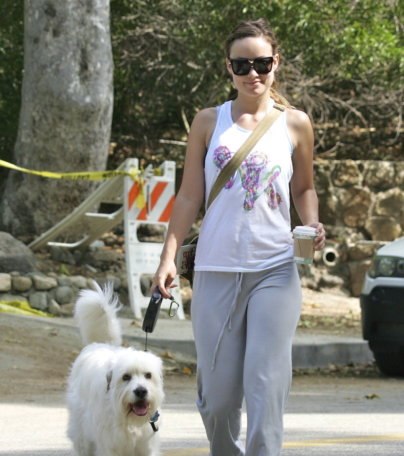 Olivia Wilde walking her dog in the Hollywood Hills on June 24, 2011