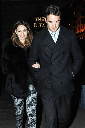 Kelly Brook birthday dinner with Thom Evans at The Wolseley restaurant London November 23, 2012 