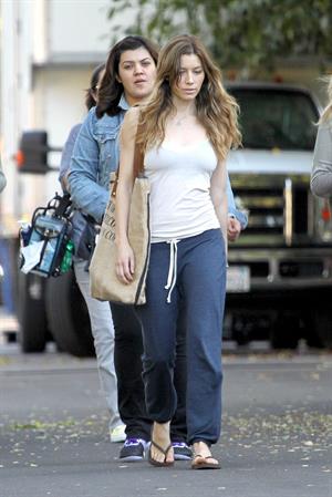 Jessica Biel – “Shiva and May” set candids, LA 10/17/13 