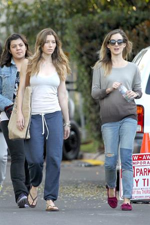 Jessica Biel – “Shiva and May” set candids, LA 10/17/13 