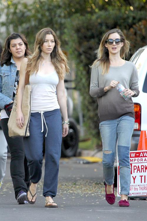 Jessica Biel – “Shiva and May” set candids, LA 10/17/13 