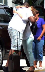 Jessica Biel saying goodbye to her bodyguard in Puerto Rico August 11, 2012