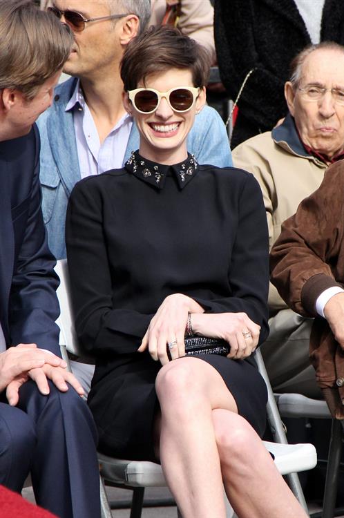 Anne Hathaway attends the Hugh Jackman Hollywood Walk Of Fame Ceremony in Hollywood December 13-2012 