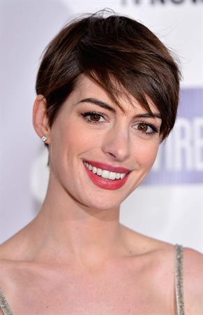 Anne Hathaway attends the Critics' Choice Movie Awards 2013 with Skinnygirl Cocktails at Barkar Hangar