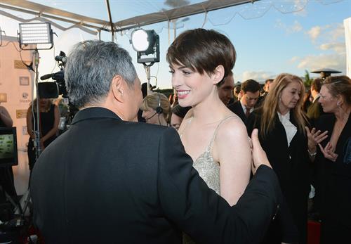 Anne Hathaway attends the Critics' Choice Movie Awards 2013 with Skinnygirl Cocktails at Barkar Hangar