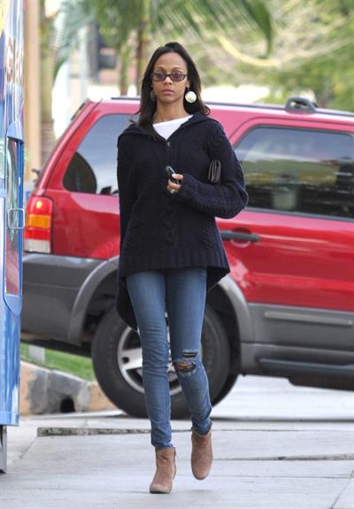 Zoe Saldana out and about in Los Angeles December 11, 2011