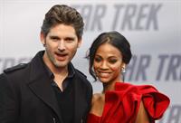Zoe Saldana poses on the red carpet during the German premiere of the movie Star Trek April 16   