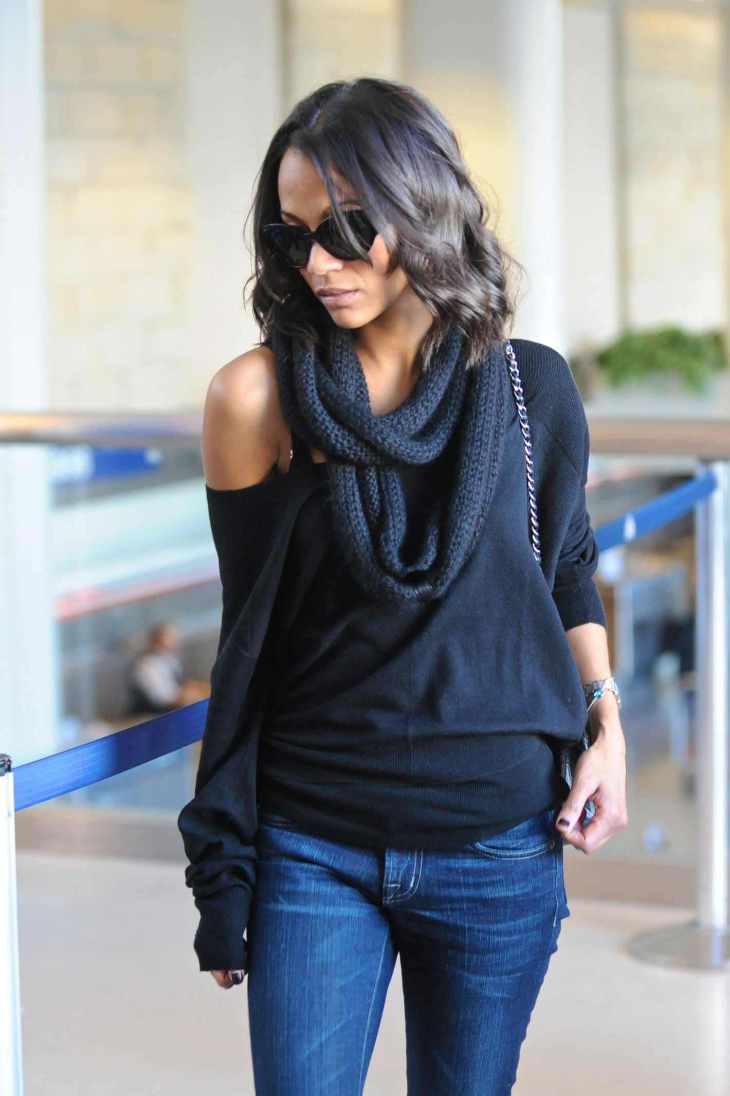 Zoe Saldana at LA Airport - February 20, 2010  