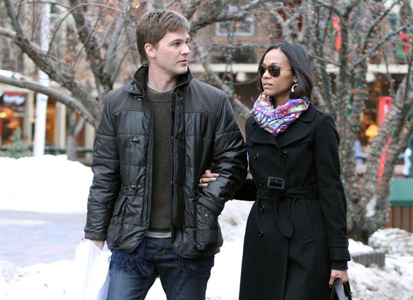 Zoe Saldana - Enjoyed a stroll with her boyfriend Keith Britton in Aspen, Colorado Dec 21, 2010 