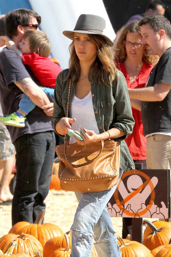 Jessica Alba – at Mr Bones Pumpkin Patch 10/12/13  