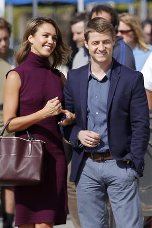 Jessica Alba “How to Make Love Like an Englishman” set candids in Los Angeles, November 4, 2013 